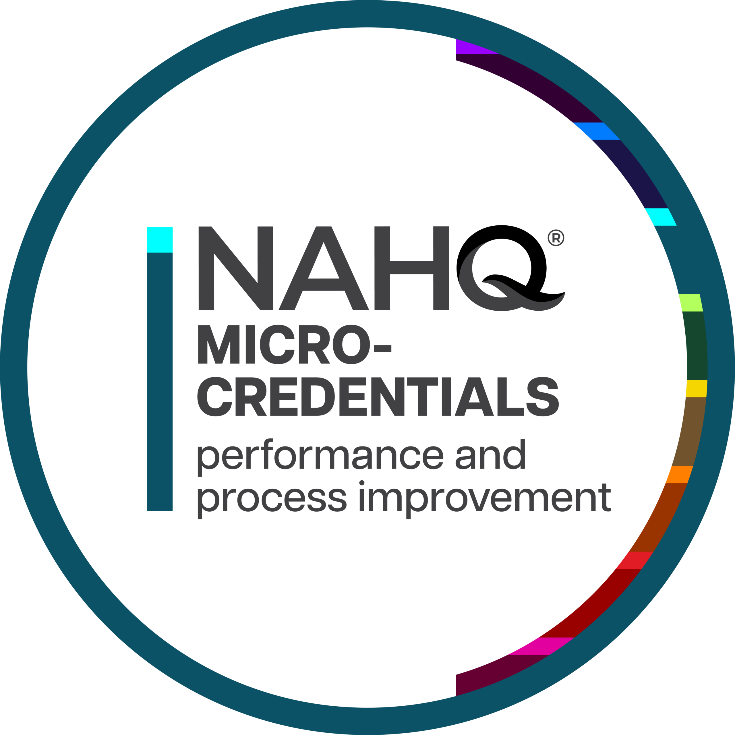 NAHQ Micro-Credentials logo with rainbow stripes