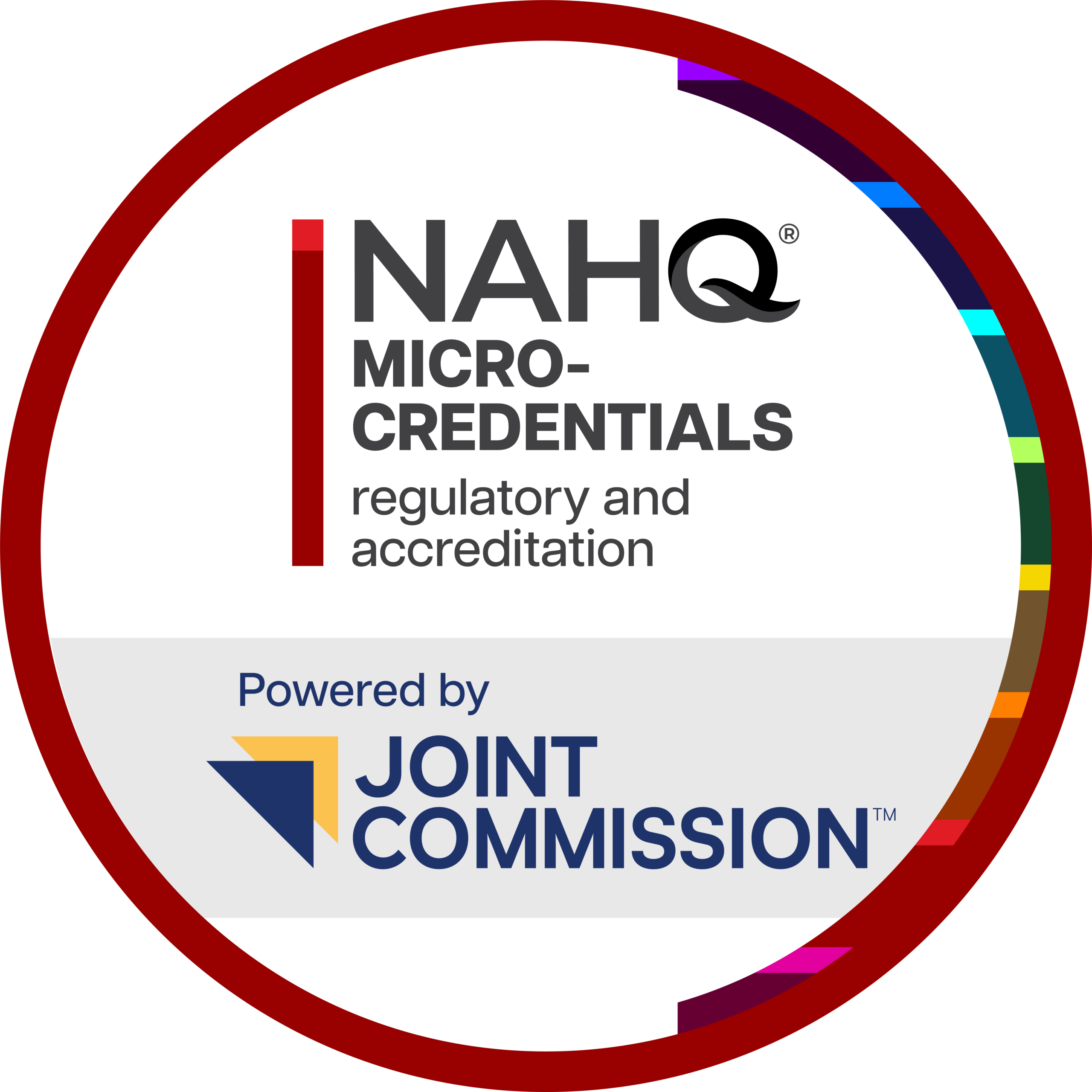 NAHQ Micro-Credentials logo with rainbow stripes